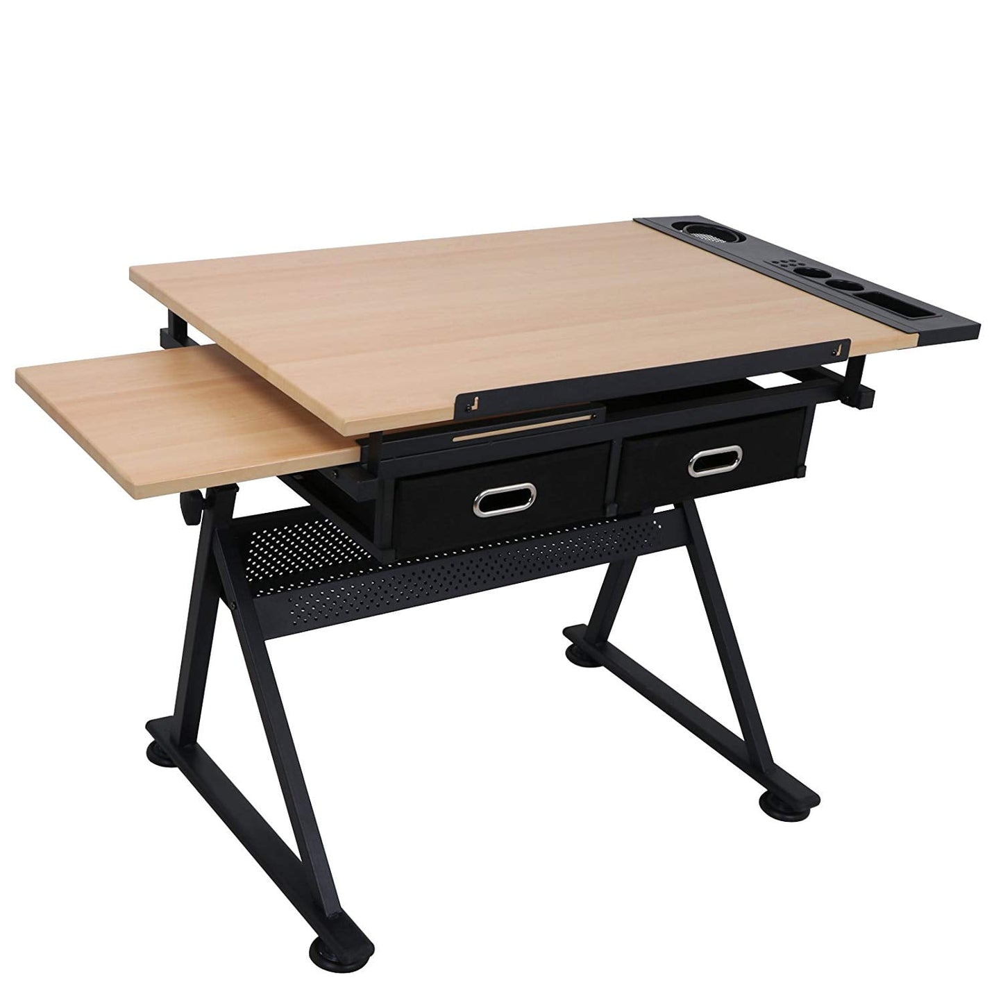 ZENY Adjustable Drafting Draft Desk Drawing Table Work Station w/Stool & Drawer
