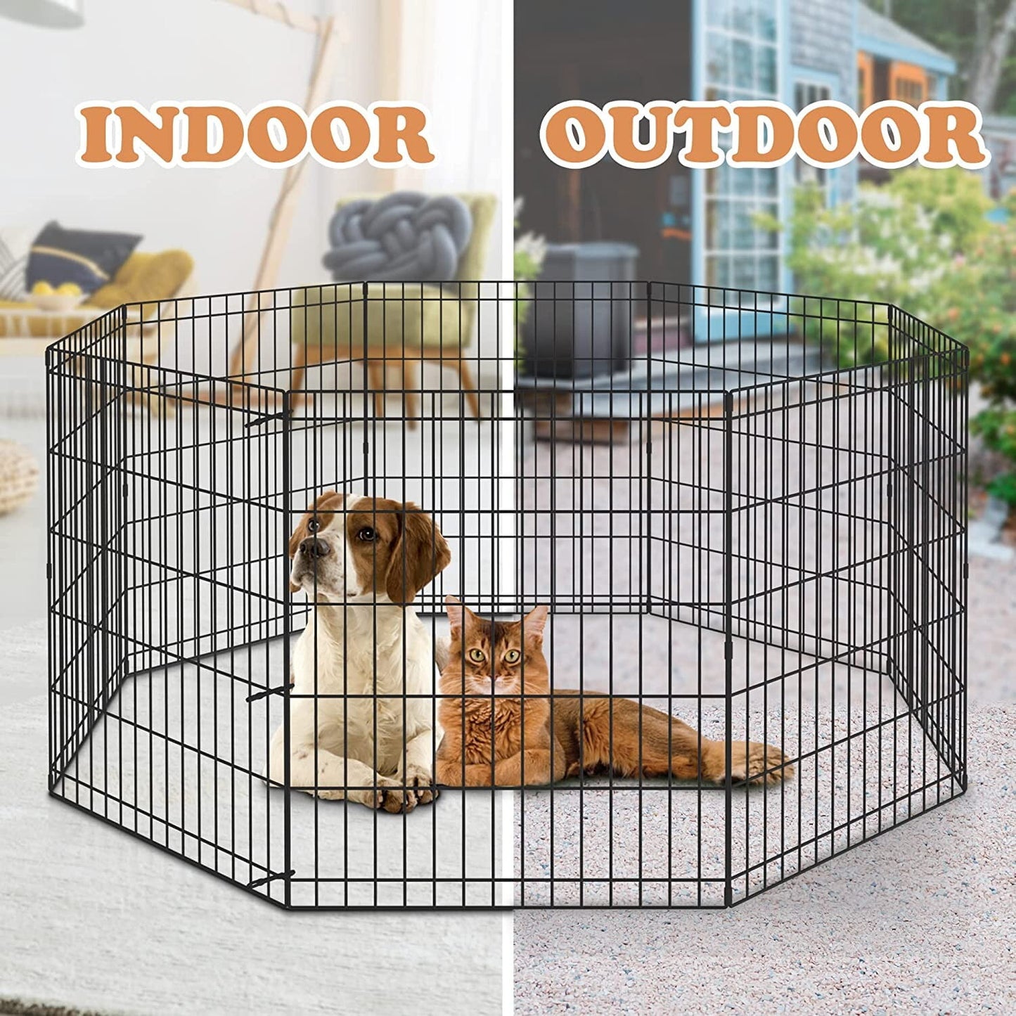 ZENY 48" Dog Pet Playpen 8 Panel Folding Metal Exercise Puppy Cat Fence Barrier